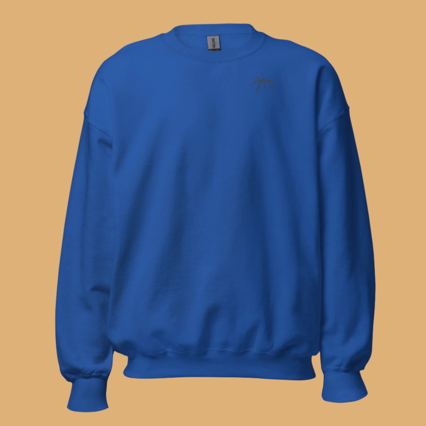 Blue sweatshirt on a beige background