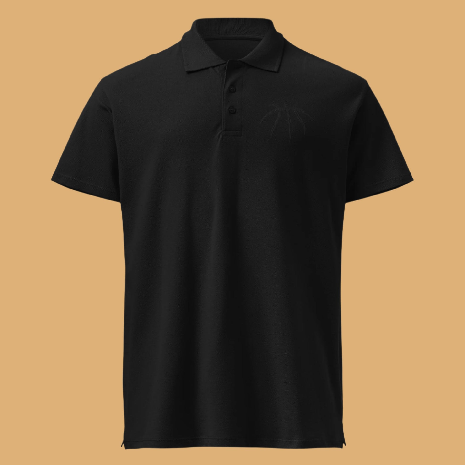 Black polo shirt on a white background