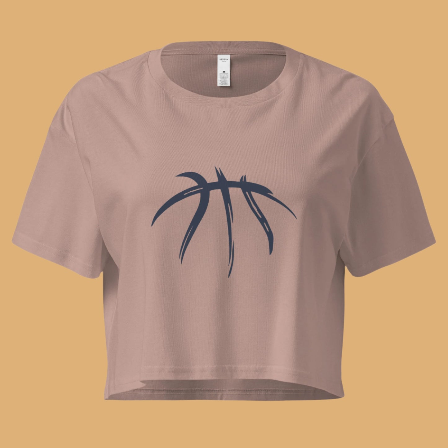 Brown crop top with a black abstract design on a white background